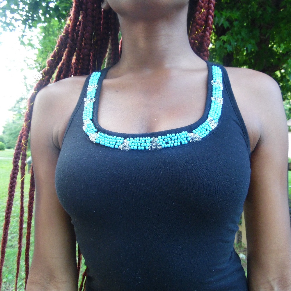 ADAM LEVINE Beaded Tank Top